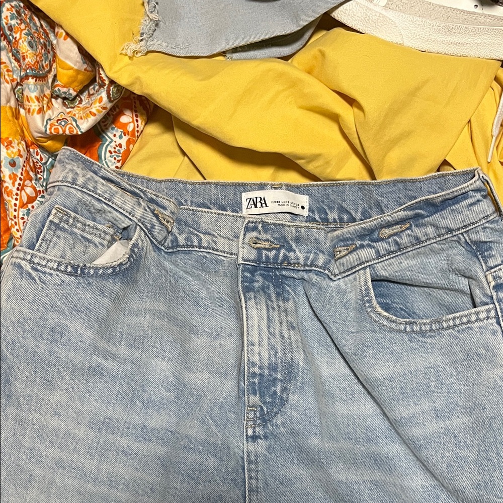 Zara Sky Blue Denim Trousers